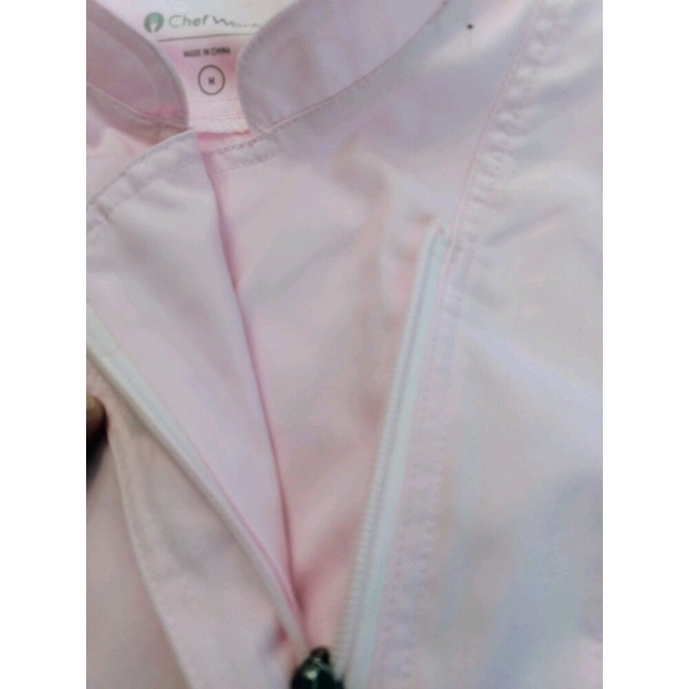 New Chef Works Pink Short Sleeve Work Women Shirt Size Medium Top Zip Complete - Picture 6 of 15